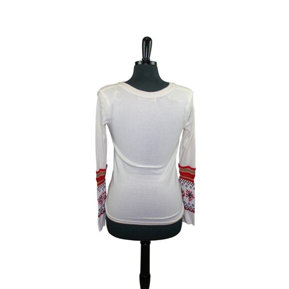 We The Free V Neck Thermal Top Crochet Knit Folk Scandi Cabin Cozy - Picture 2 of 6